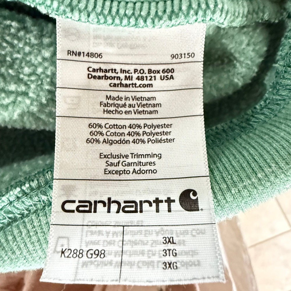 Carhartt Hoodie Mens 3XL Mint Green Loose Fit Graphic Sleeve K288 G98 - Picture 8 of 9
